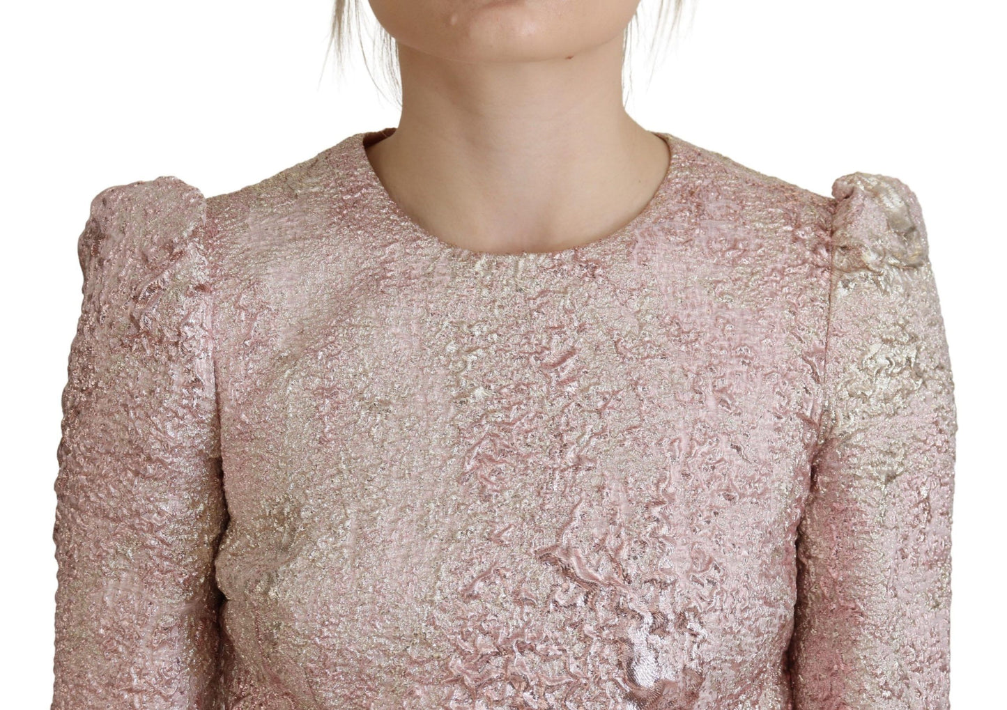 Robe midi fourreau Dolce & Gabbana rose en jacquard à manches 3/4