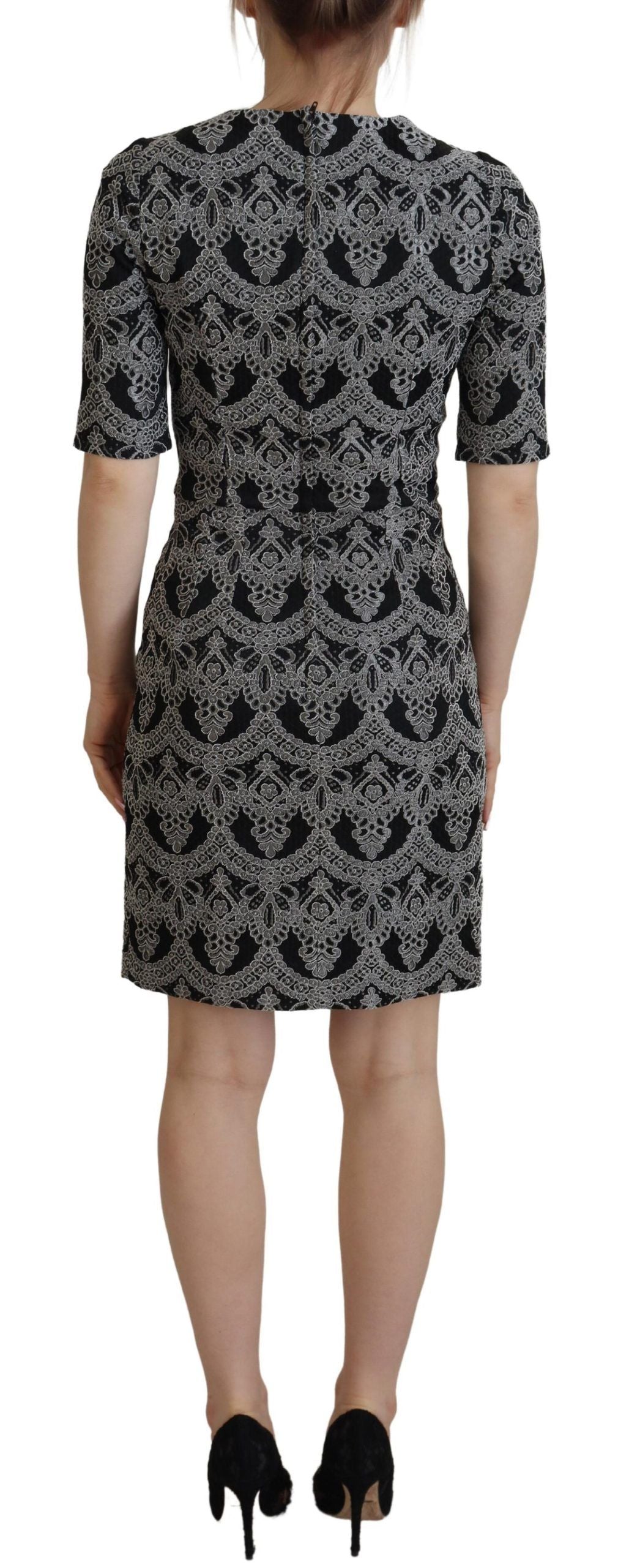 Robe fourreau moulante jacquard noire et grise Dolce & Gabbana