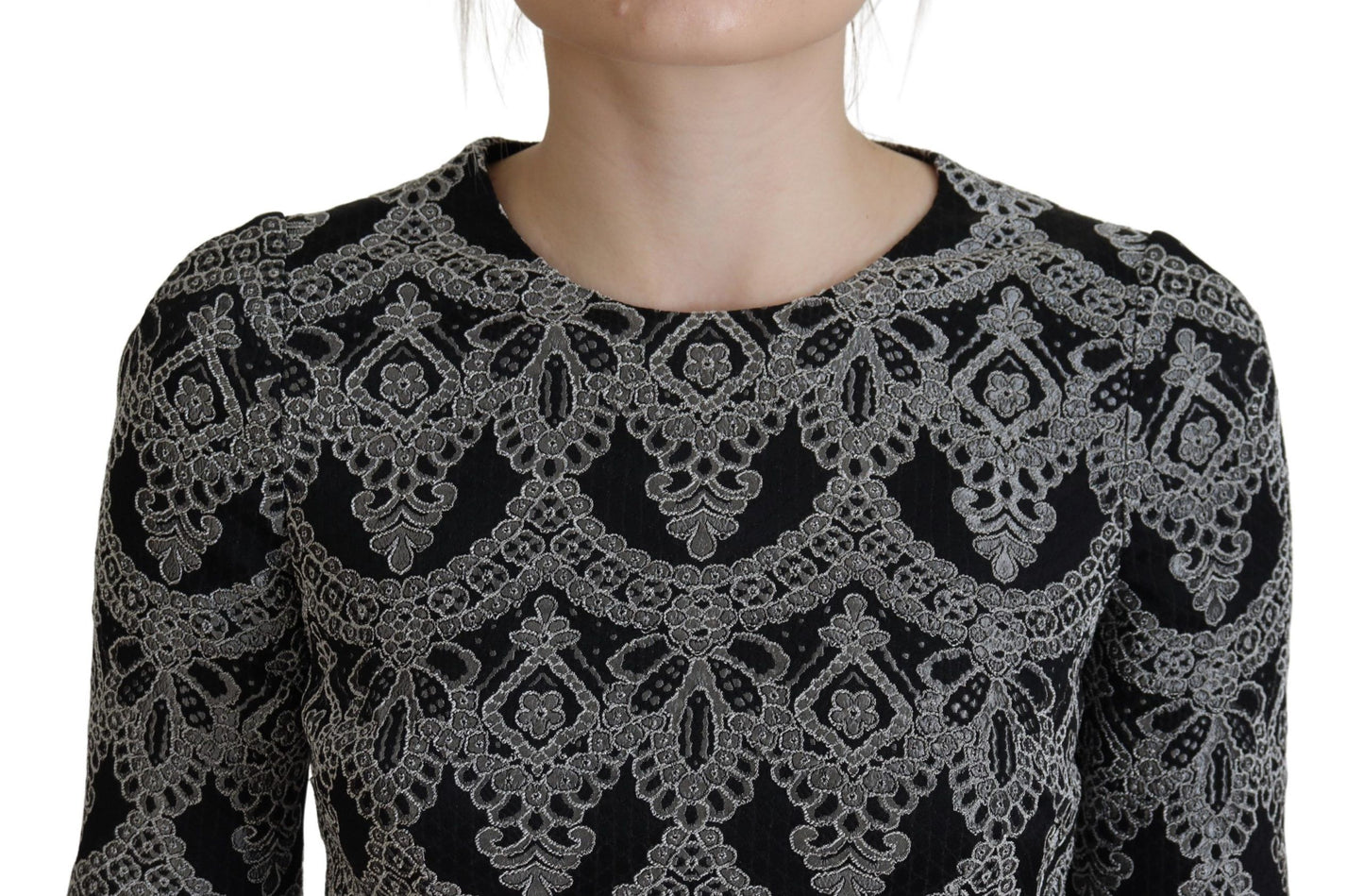 Robe fourreau moulante jacquard noire et grise Dolce & Gabbana