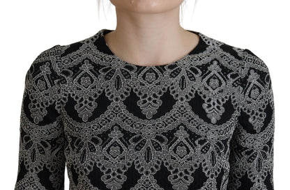 Robe fourreau moulante jacquard noire et grise Dolce & Gabbana