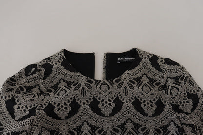 Robe fourreau moulante jacquard noire et grise Dolce & Gabbana