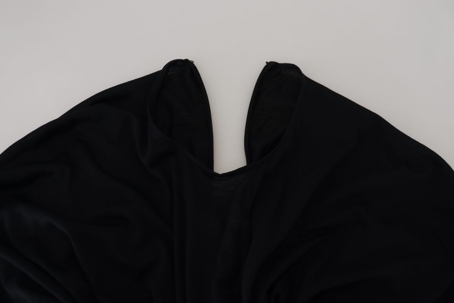 Robe portefeuille fourreau mi-longue en laine noire Dolce & Gabbana