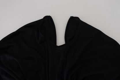 Robe portefeuille fourreau mi-longue en laine noire Dolce & Gabbana