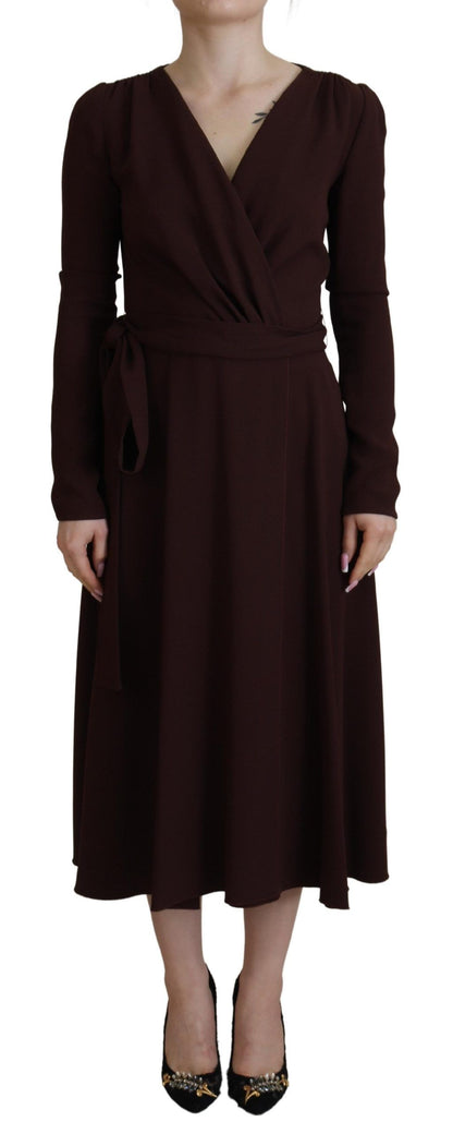 Robe longue moulante Dolce & Gabbana marron à manches longues et portefeuille