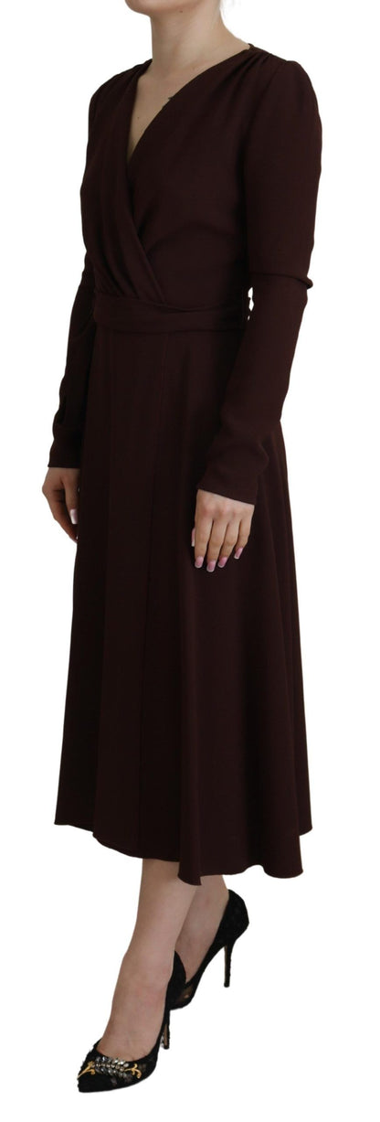 Robe longue moulante Dolce & Gabbana marron à manches longues et portefeuille