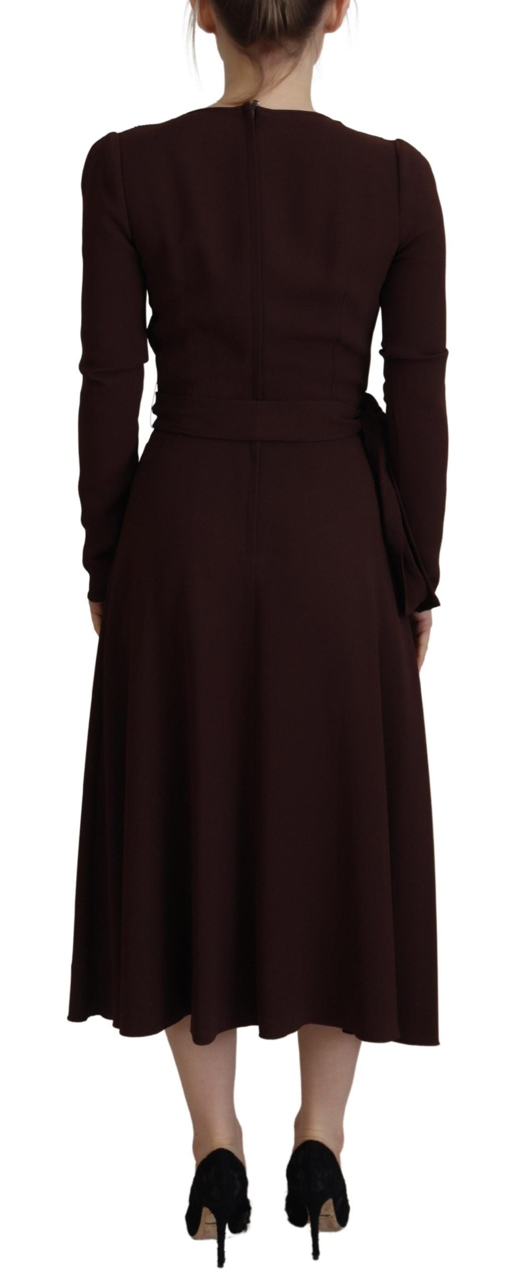 Robe longue moulante Dolce & Gabbana marron à manches longues et portefeuille