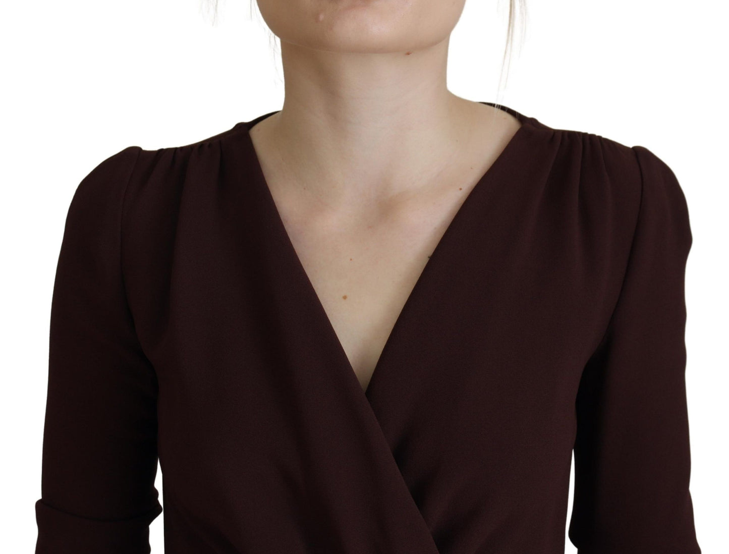 Robe longue moulante Dolce & Gabbana marron à manches longues et portefeuille