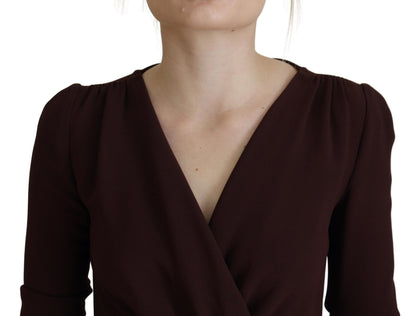Robe longue moulante Dolce & Gabbana marron à manches longues et portefeuille