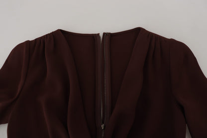 Robe longue moulante Dolce & Gabbana marron à manches longues et portefeuille