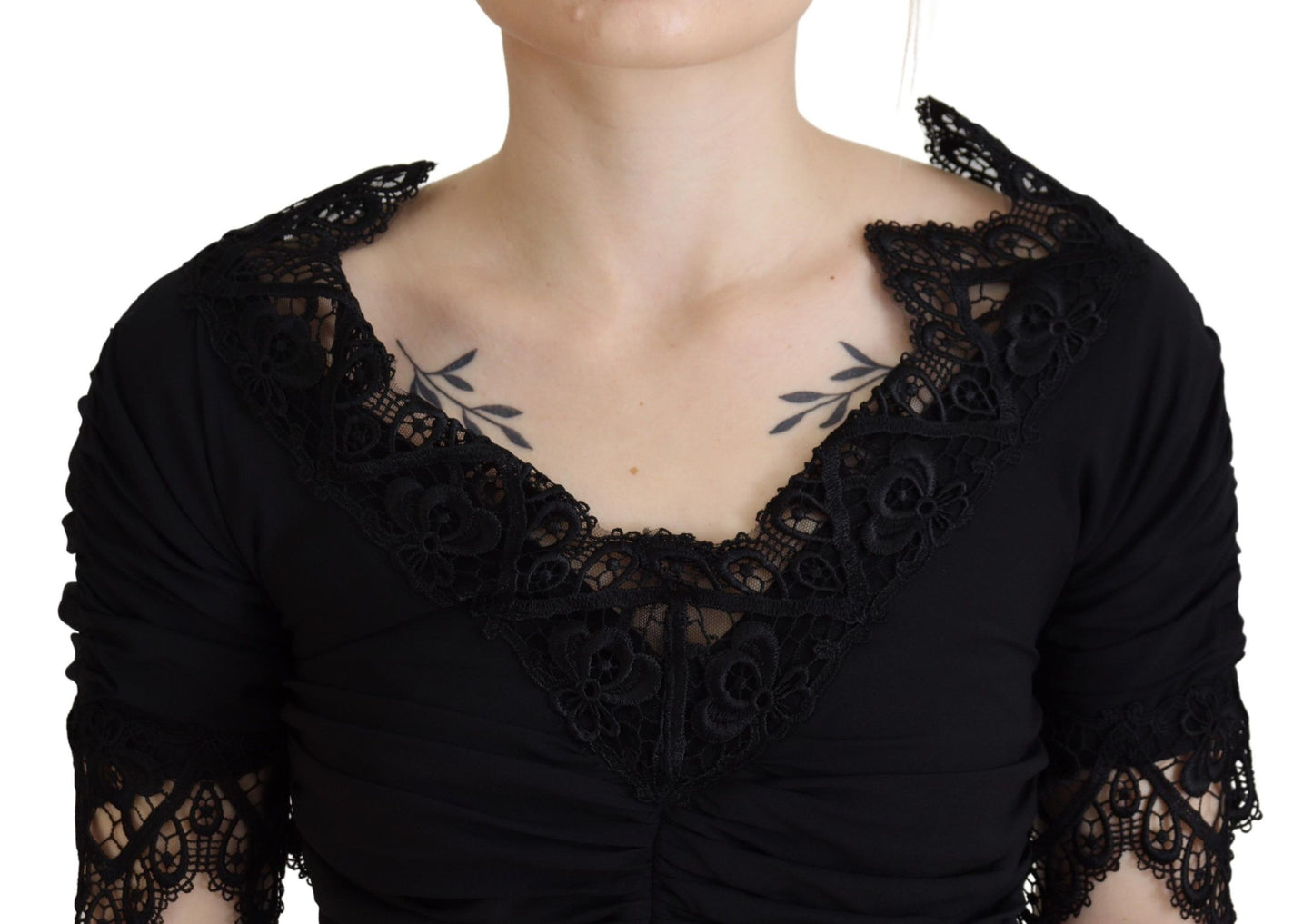 Robe fourreau Dolce & Gabbana noire mi-longue moulante en dentelle de soie