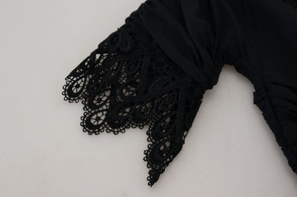 Robe fourreau Dolce & Gabbana noire mi-longue moulante en dentelle de soie