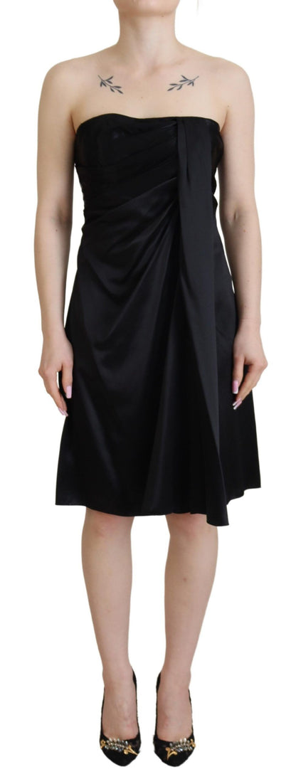 Mini-robe de soirée noire en soie coupe droite Dolce & Gabbana