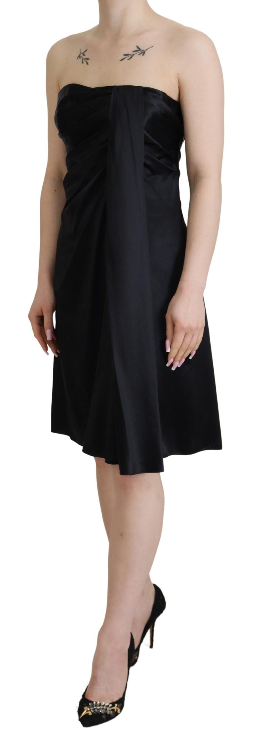 Mini-robe de soirée noire en soie coupe droite Dolce & Gabbana