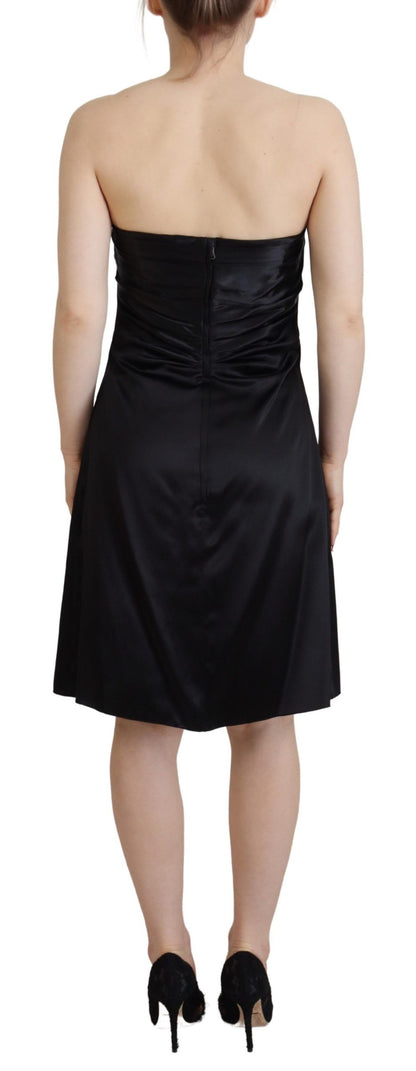 Mini-robe de soirée noire en soie coupe droite Dolce & Gabbana