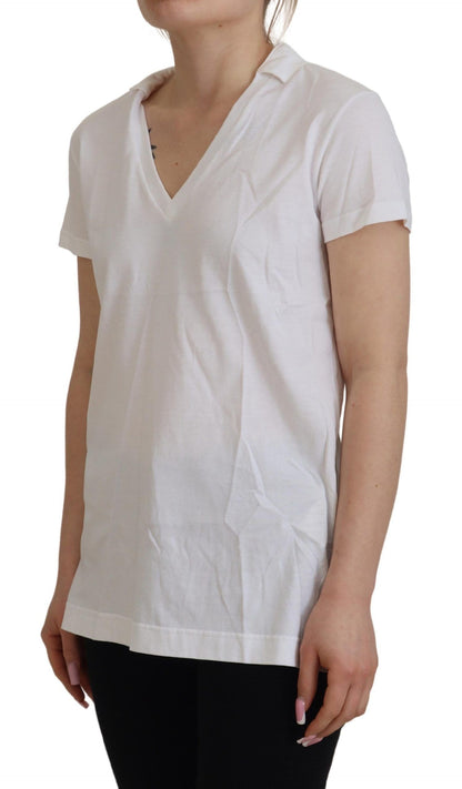Dolce & Gabbana Haut en coton blanc à manches courtes et col en V