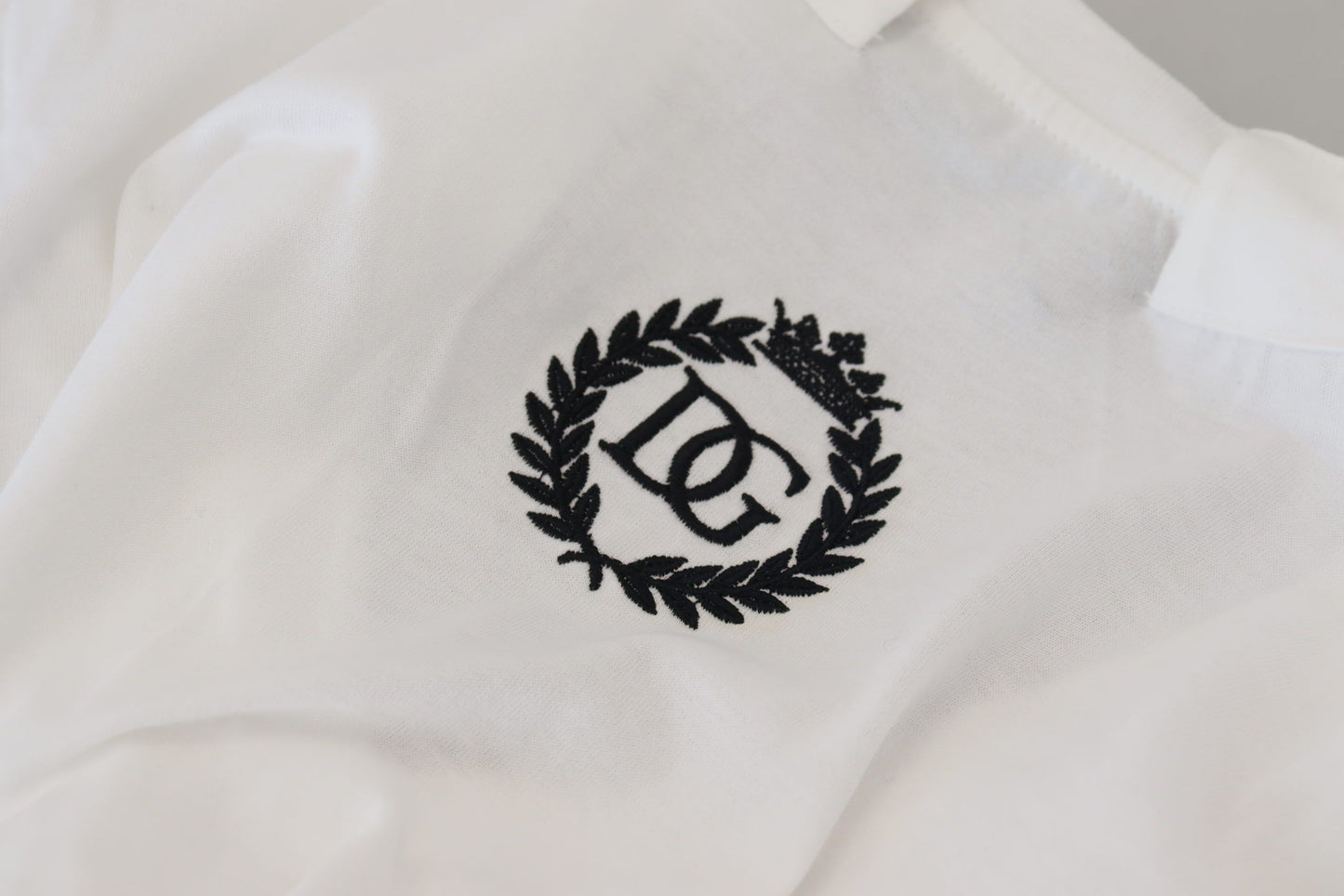 Dolce & Gabbana Haut en coton blanc à manches courtes et col en V