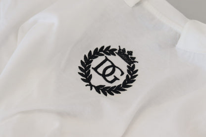Dolce & Gabbana Haut en coton blanc à manches courtes et col en V