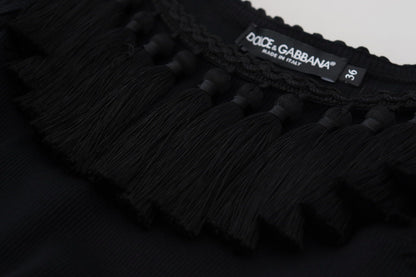Chemisier noir sans manches à pompons en coton Dolce & Gabbana