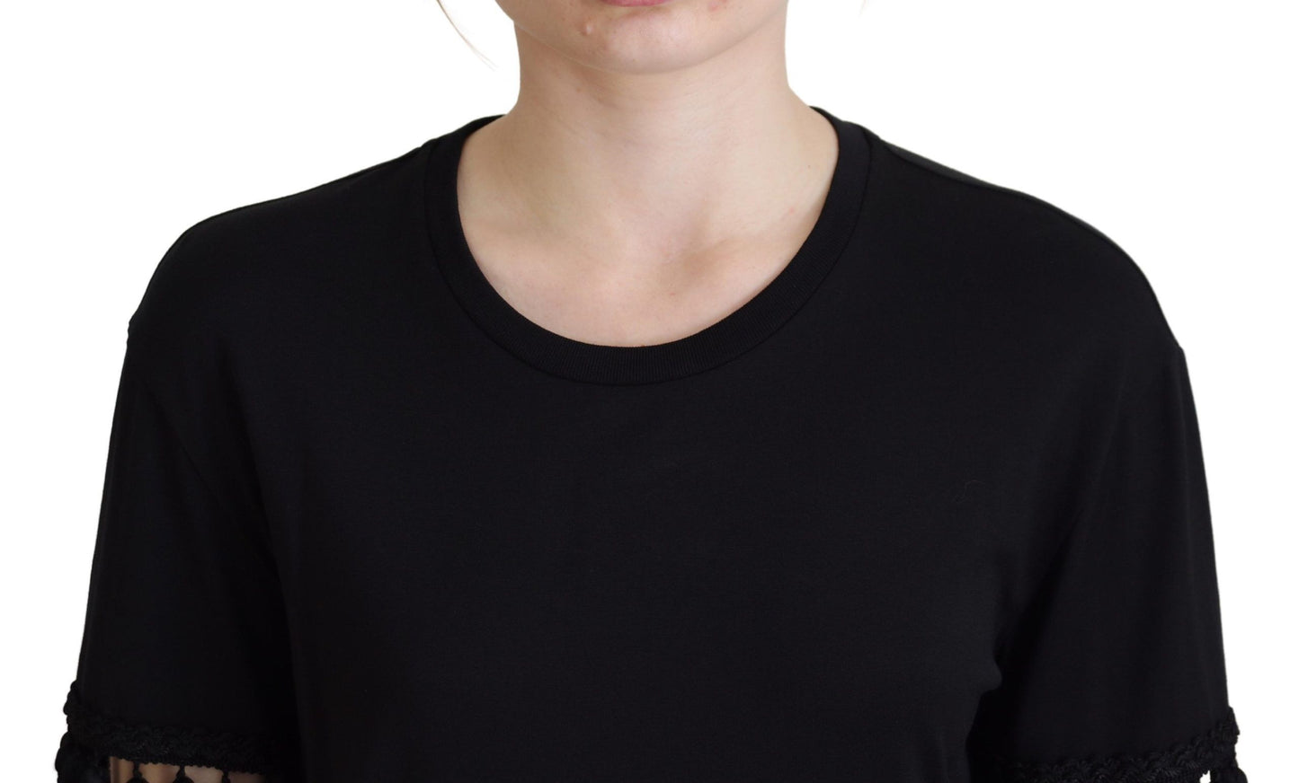 Haut de chemise à pampilles en coton noir Dolce & Gabbana