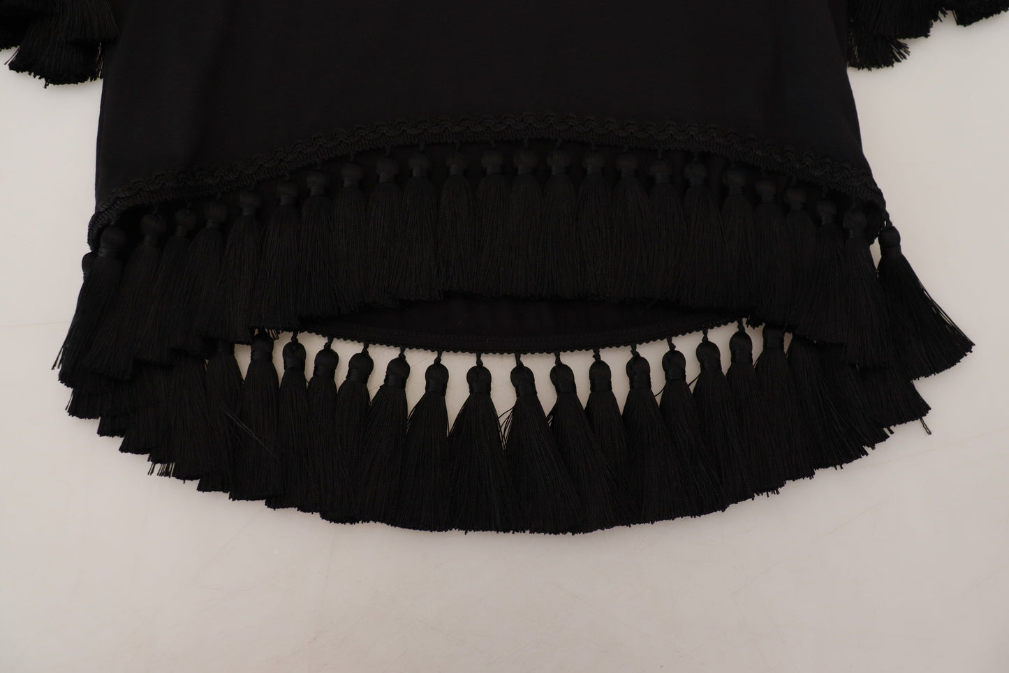 Haut de chemise à pampilles en coton noir Dolce & Gabbana