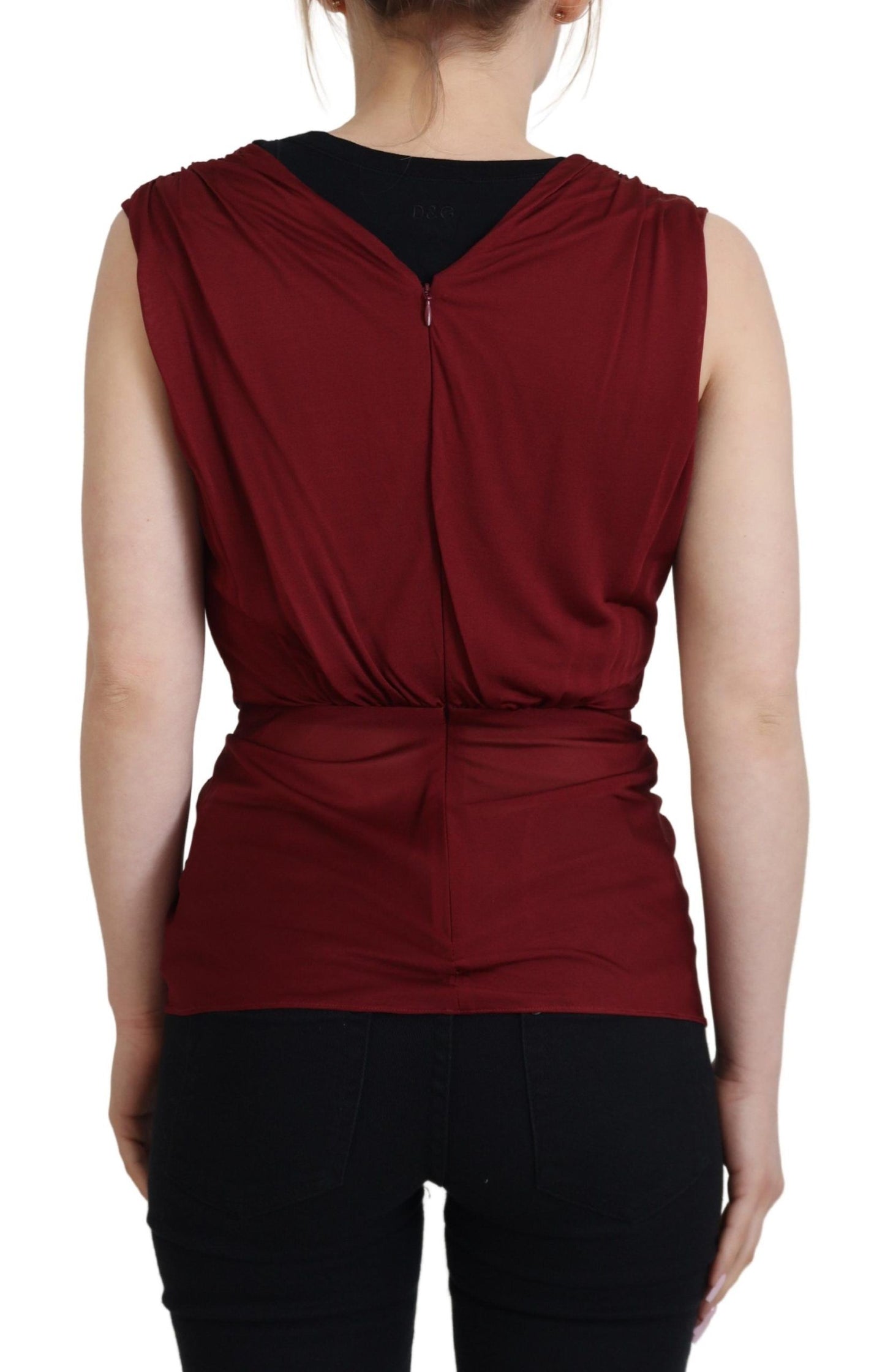 Haut gilet blouse Dolce & Gabbana en soie stretch bordeaux