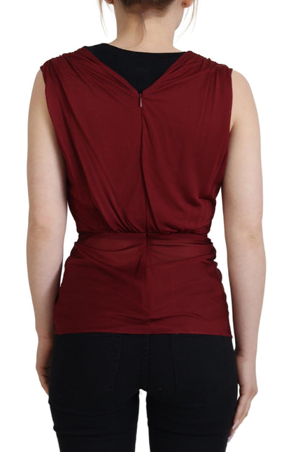 Haut gilet blouse Dolce & Gabbana en soie stretch bordeaux