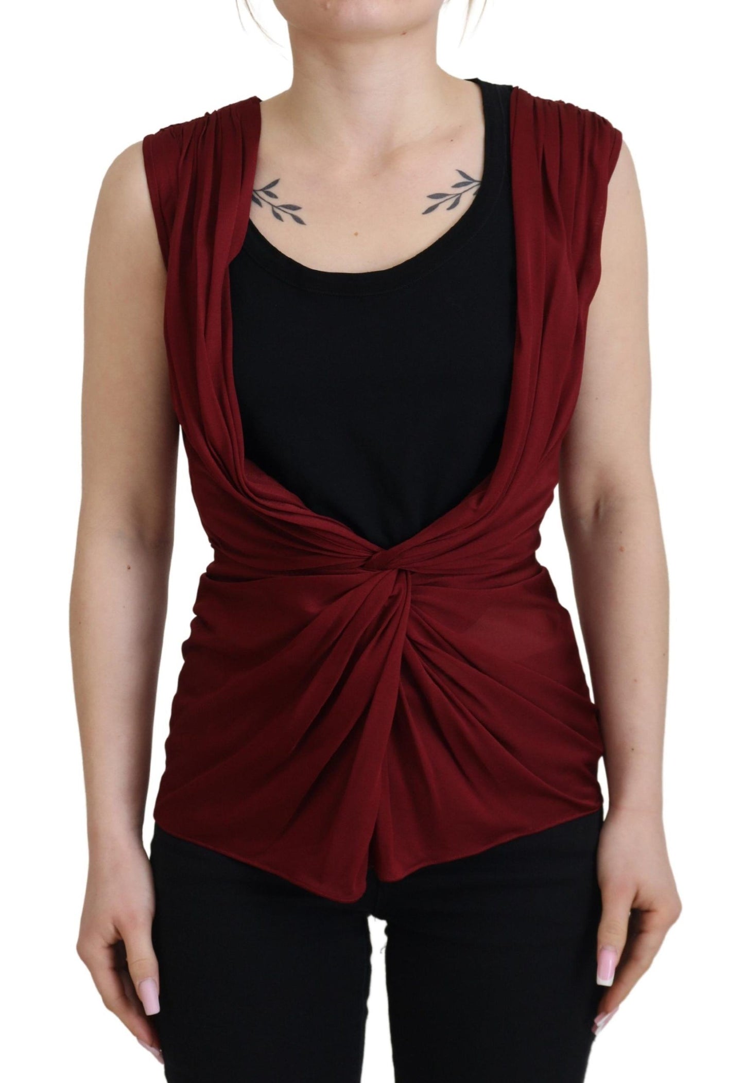 Haut gilet blouse Dolce & Gabbana en soie stretch bordeaux