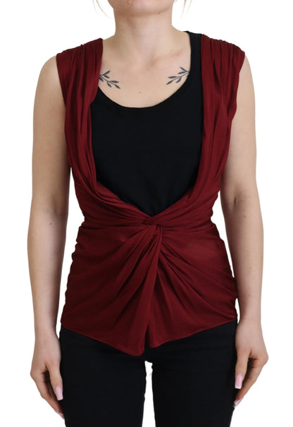 Haut gilet blouse Dolce & Gabbana en soie stretch bordeaux