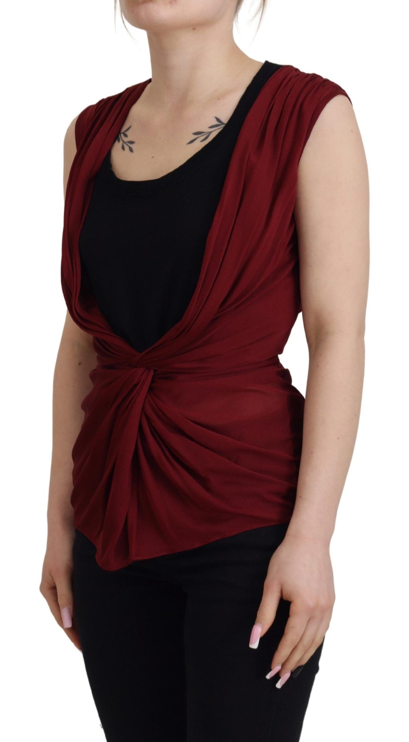 Haut gilet blouse Dolce & Gabbana en soie stretch bordeaux