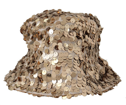 Chapeau Bob Dolce & Gabbana en Soie Dorée Orné de Paillettes