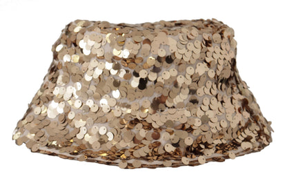 Chapeau Bob Dolce & Gabbana en Soie Dorée Orné de Paillettes