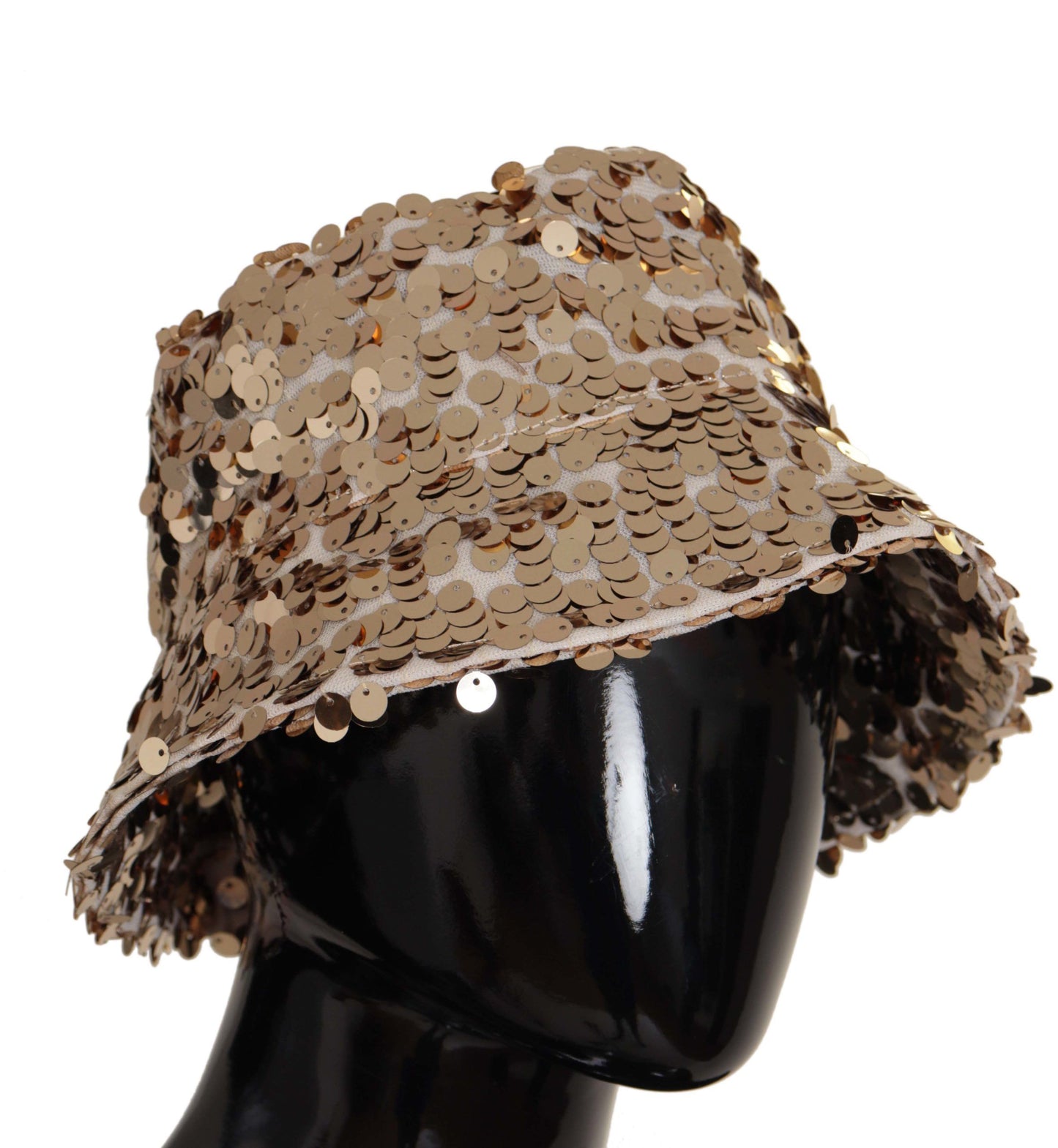 Chapeau Bob Dolce & Gabbana en Soie Dorée Orné de Paillettes