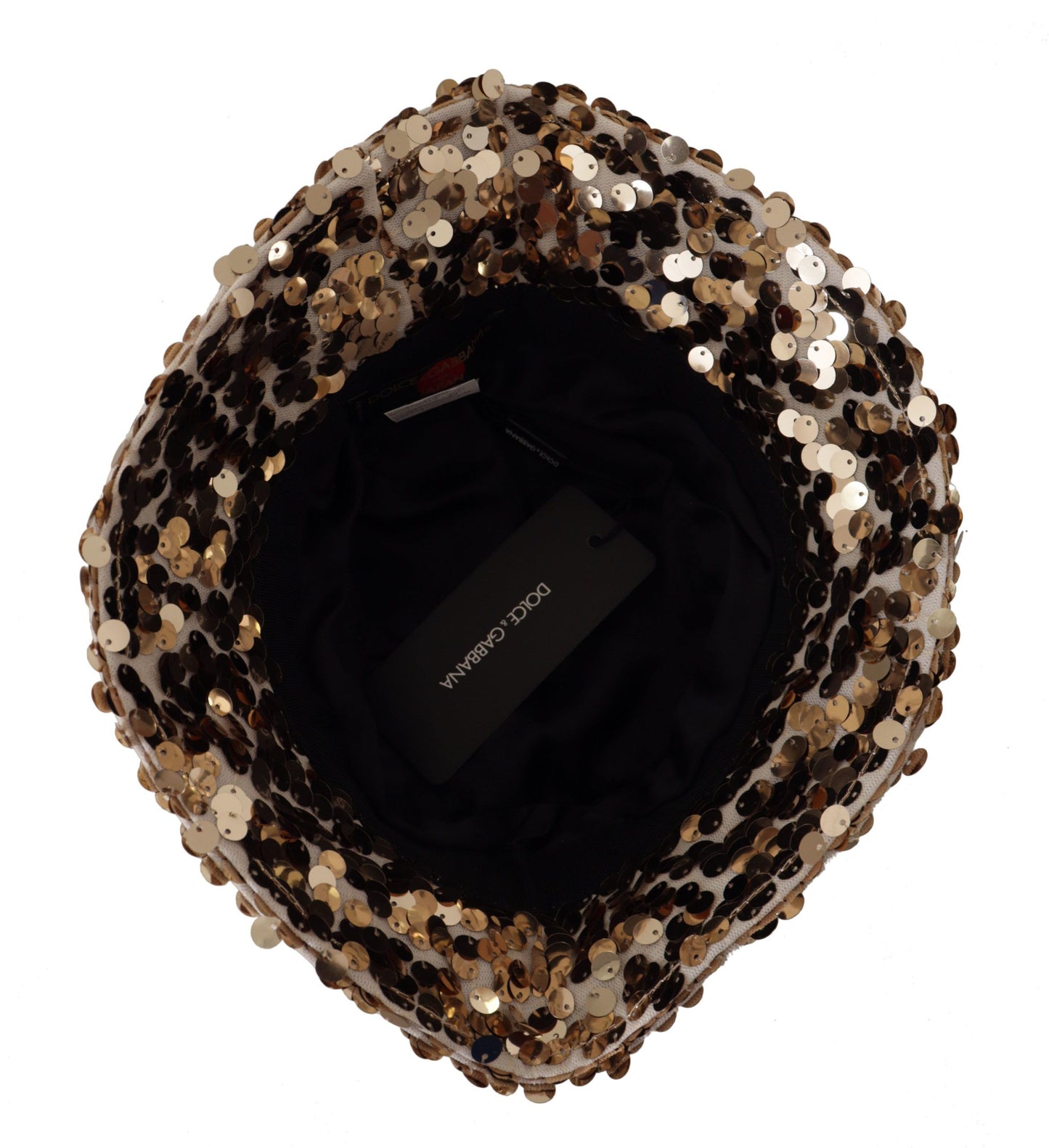 Chapeau Bob Dolce & Gabbana en Soie Dorée Orné de Paillettes