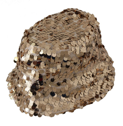 Chapeau Bob Dolce & Gabbana en Soie Dorée Orné de Paillettes