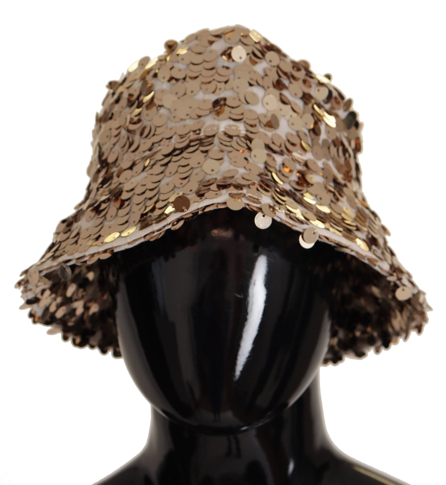 Chapeau Bob Dolce & Gabbana en Soie Dorée Orné de Paillettes