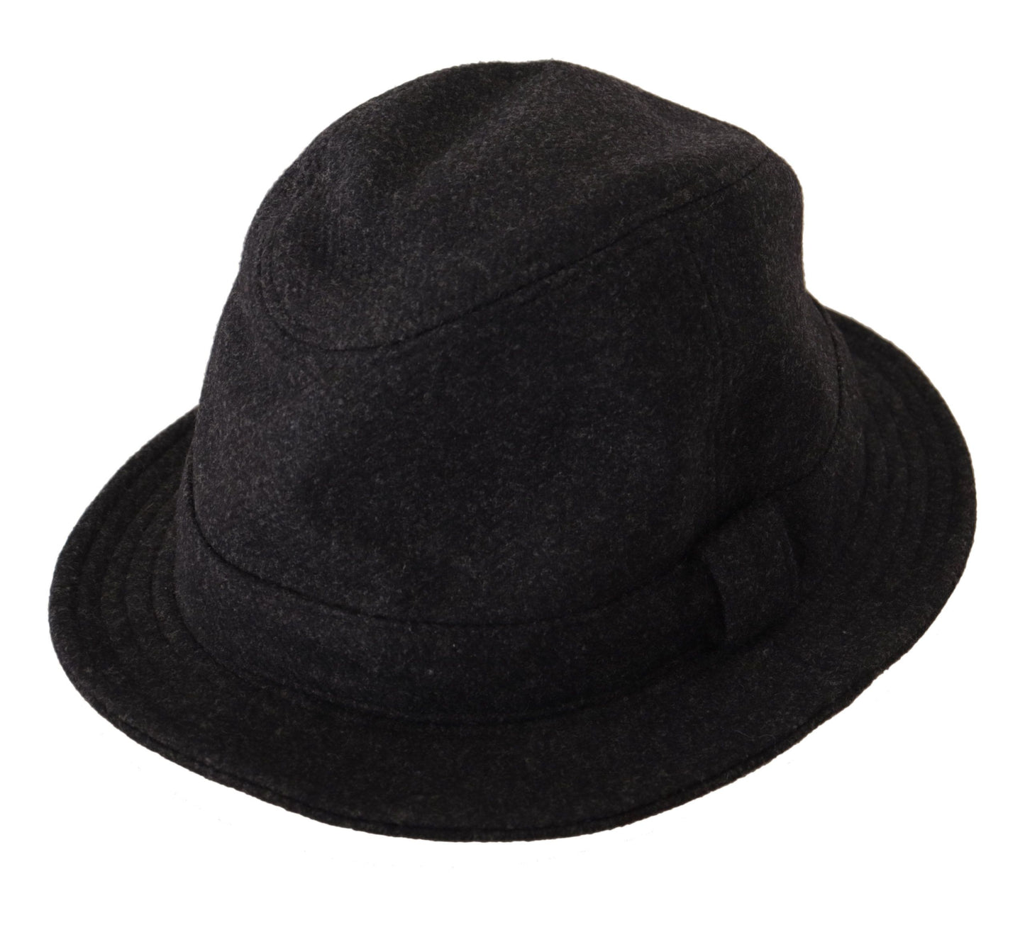 Dolce & Gabbana Chapeau Fedora Trilby Logo en Laine Vierge Grise