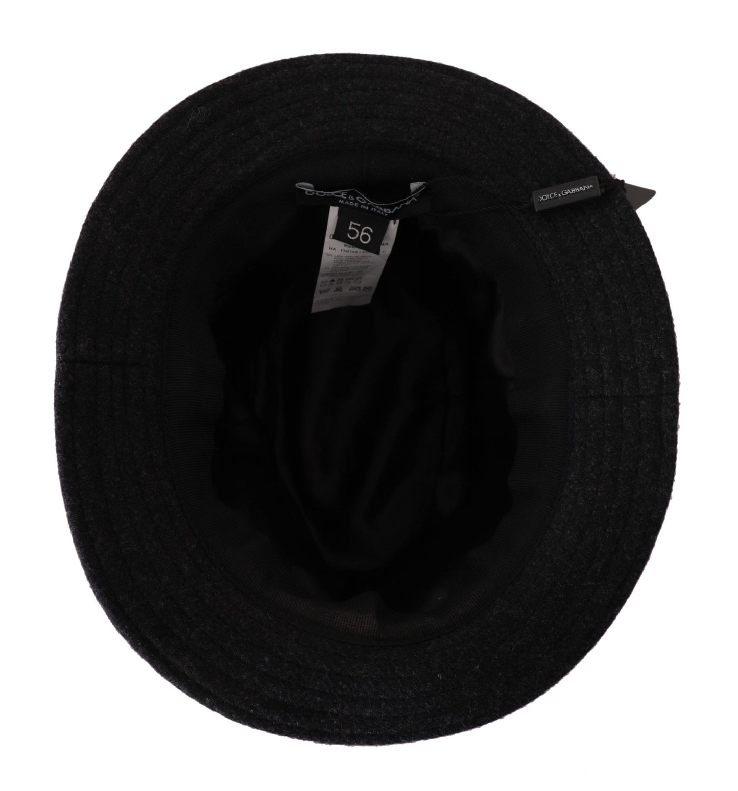 Dolce & Gabbana Chapeau Fedora Trilby Logo en Laine Vierge Grise