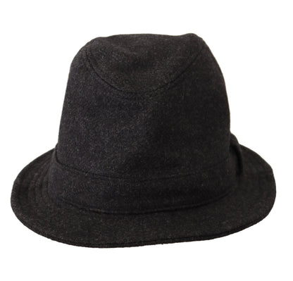 Dolce & Gabbana Chapeau Fedora Trilby Logo en Laine Vierge Grise