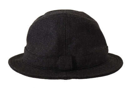 Dolce & Gabbana Chapeau Fedora Trilby Logo en Laine Vierge Grise