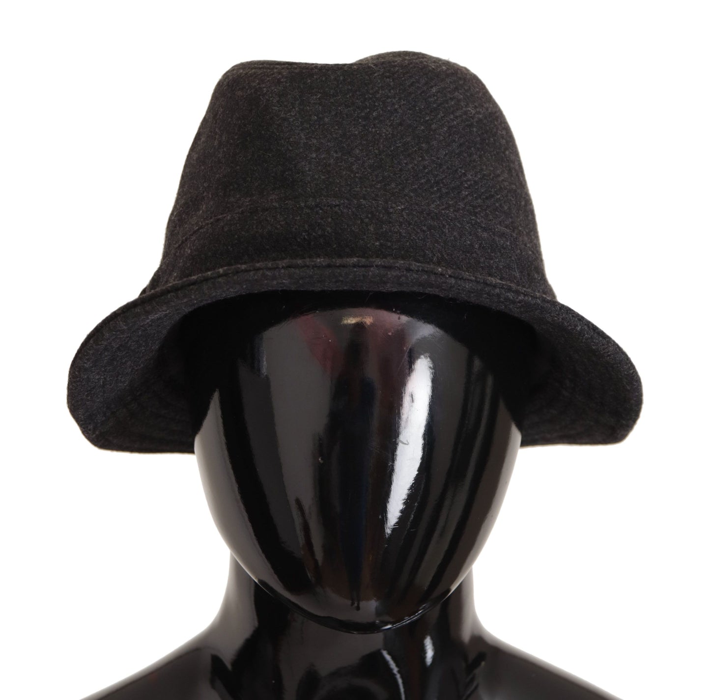 Dolce & Gabbana Chapeau Fedora Trilby Logo en Laine Vierge Grise