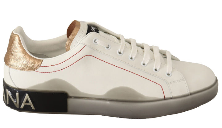 Zapatillas bajas de piel Dolce & Gabbana de oro blanco, calzado casual