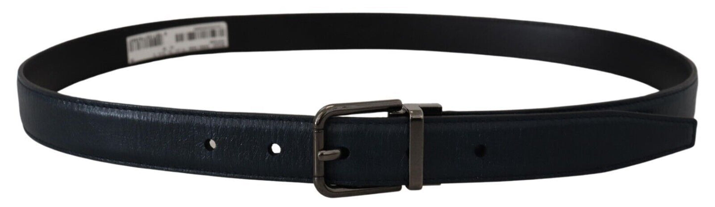 Ceinture Vintage Dolce & Gabbana en Cuir Bleu avec Boucle en Métal Argenté