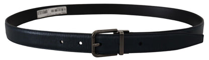 Ceinture Vintage Dolce & Gabbana en Cuir Bleu avec Boucle en Métal Argenté