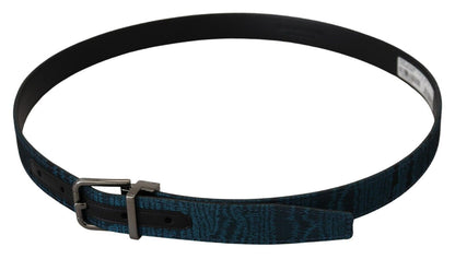 Ceinture Homme Dolce & Gabbana Jacquard Moire Bleu Métal Argenté