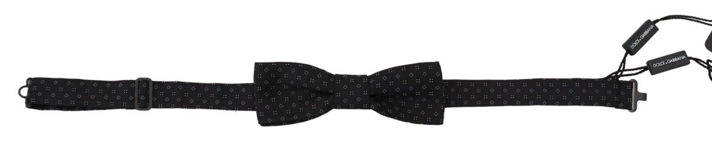 Nœud papillon Dolce & Gabbana en soie noire à motif, réglable