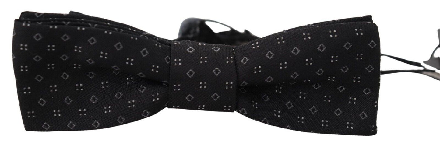 Nœud papillon Dolce & Gabbana en soie noire à motif, réglable