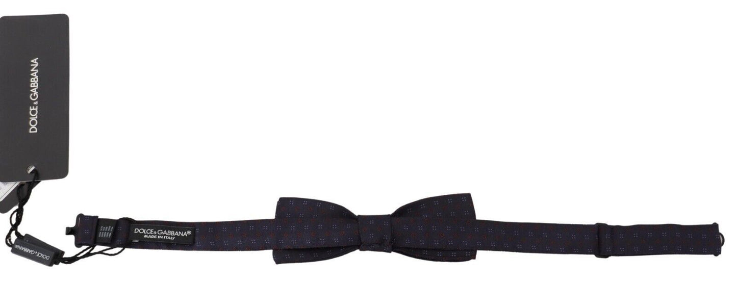 Nœud papillon Dolce & Gabbana en soie à motif bleu et tour de cou ajustable