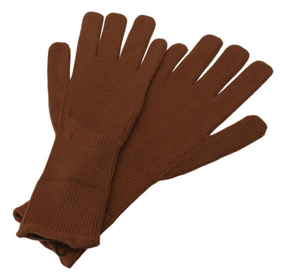 Gants Moufles Homme Dolce & Gabbana en Cachemire Marron Tricoté