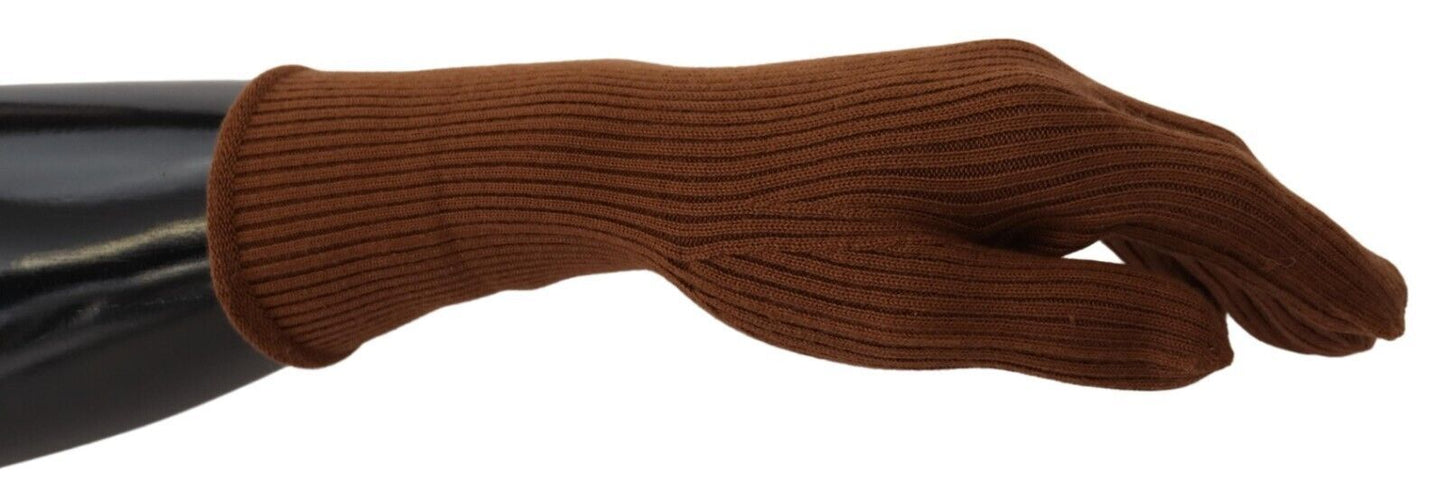 Gants Moufles Homme Dolce & Gabbana en Cachemire Marron Tricoté
