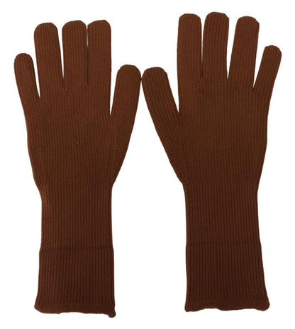 Gants Moufles Homme Dolce & Gabbana en Cachemire Marron Tricoté